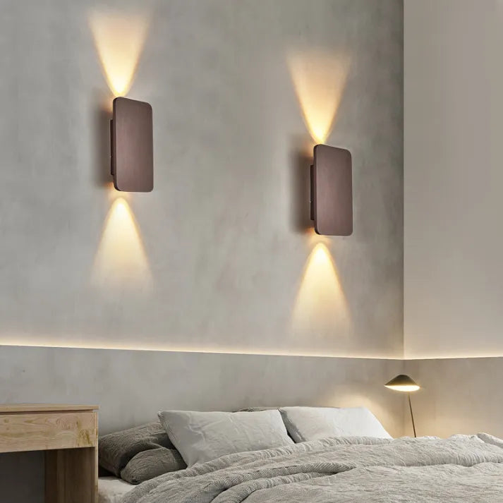 Nowoczesna metalowa lampa ścienna LED prostokątna do wnętrz