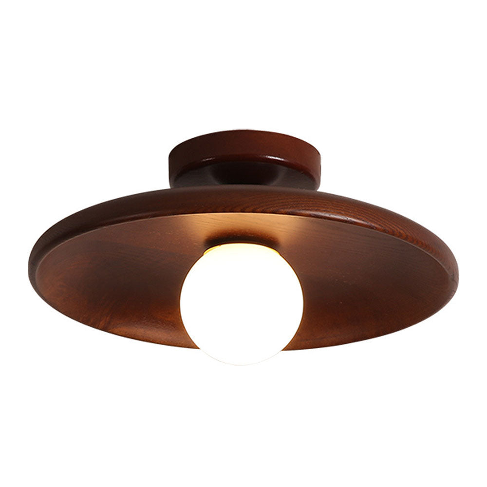 Nordycka drewniana minimalistyczna okrągła lampa sufitowa do korytarza