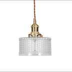 Klasyczna japońska szklana lampa wisząca z mosiężnymi detalami