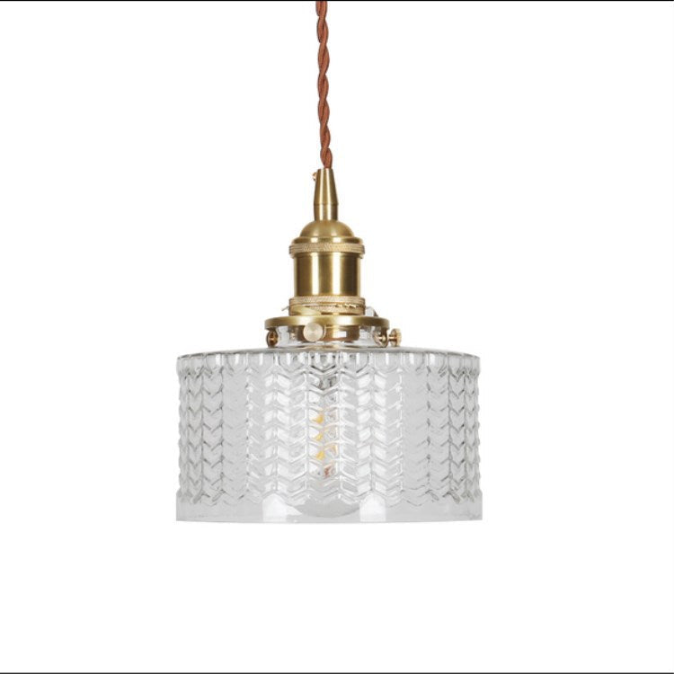 Japońska szklana lampa wisząca z mosiężnymi detalami