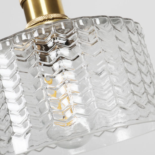 Klasyczna japońska szklana lampa wisząca z mosiężnymi detalami