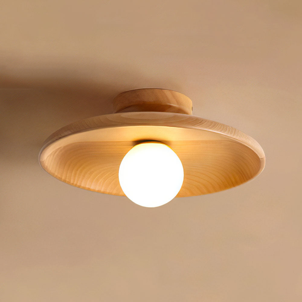Nordycka drewniana minimalistyczna okrągła lampa sufitowa do korytarza