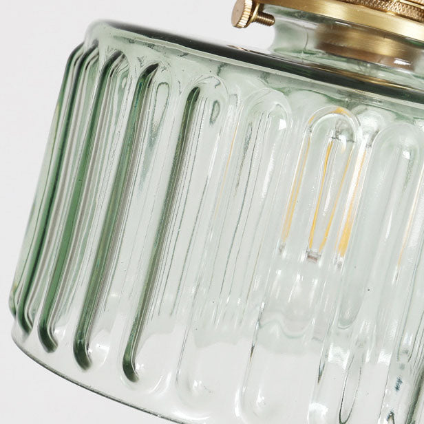 Japońska szklana lampa wisząca z mosiężnymi detalami