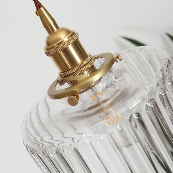 Klasyczna japońska szklana lampa wisząca z mosiężnymi detalami