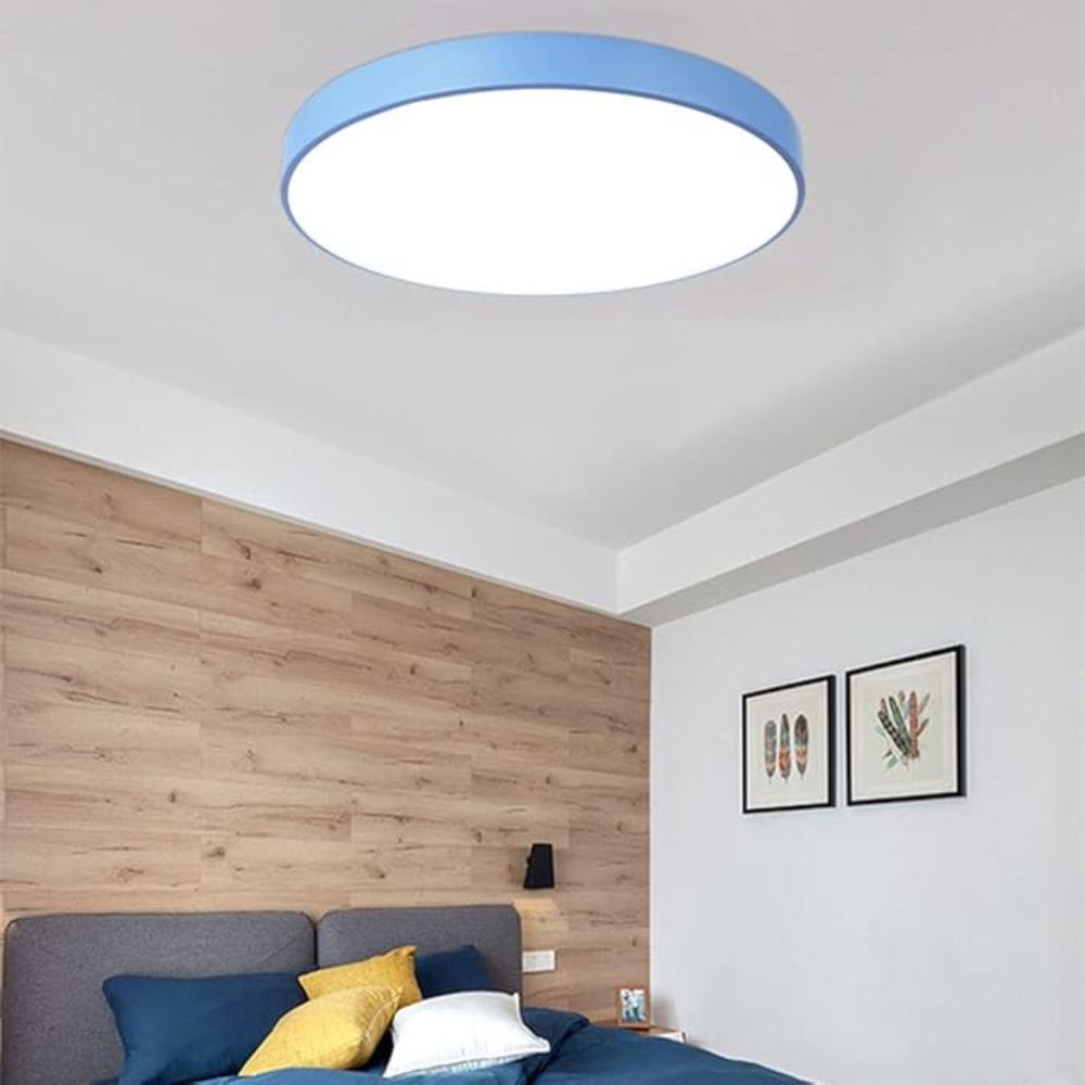 Smukła Okrągła Lampa LED Sufitowa Nowoczesna Płaska Lampa z Ciepłym Światłem