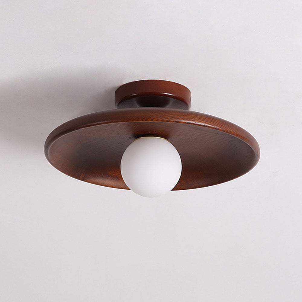 Nordycka drewniana minimalistyczna okrągła lampa sufitowa do korytarza
