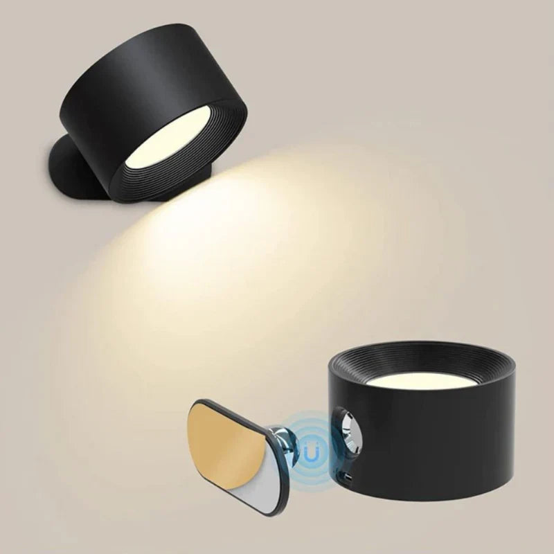 Minimalistyczna bezprzewodowa lampa ścienna z możliwością obrotu o 360°