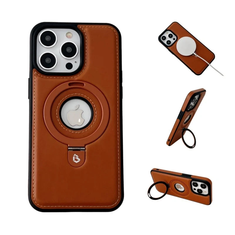 Skórzane etui na telefon z podstawką - Smukłe etui ochronne
