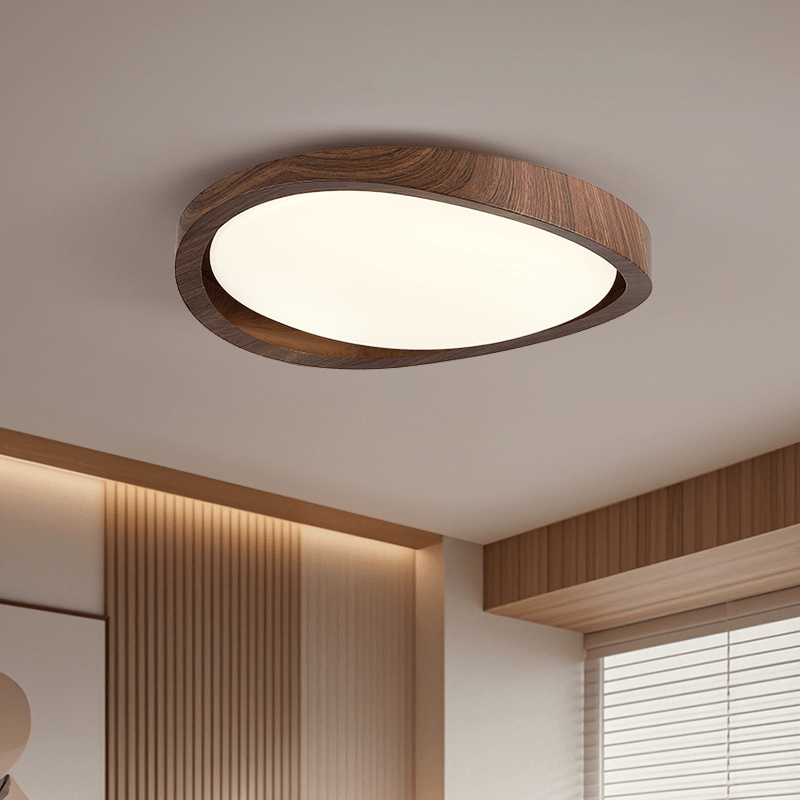 Orzechowy lampa sufitowa LED z zakrzywioną krawędzią do salonu