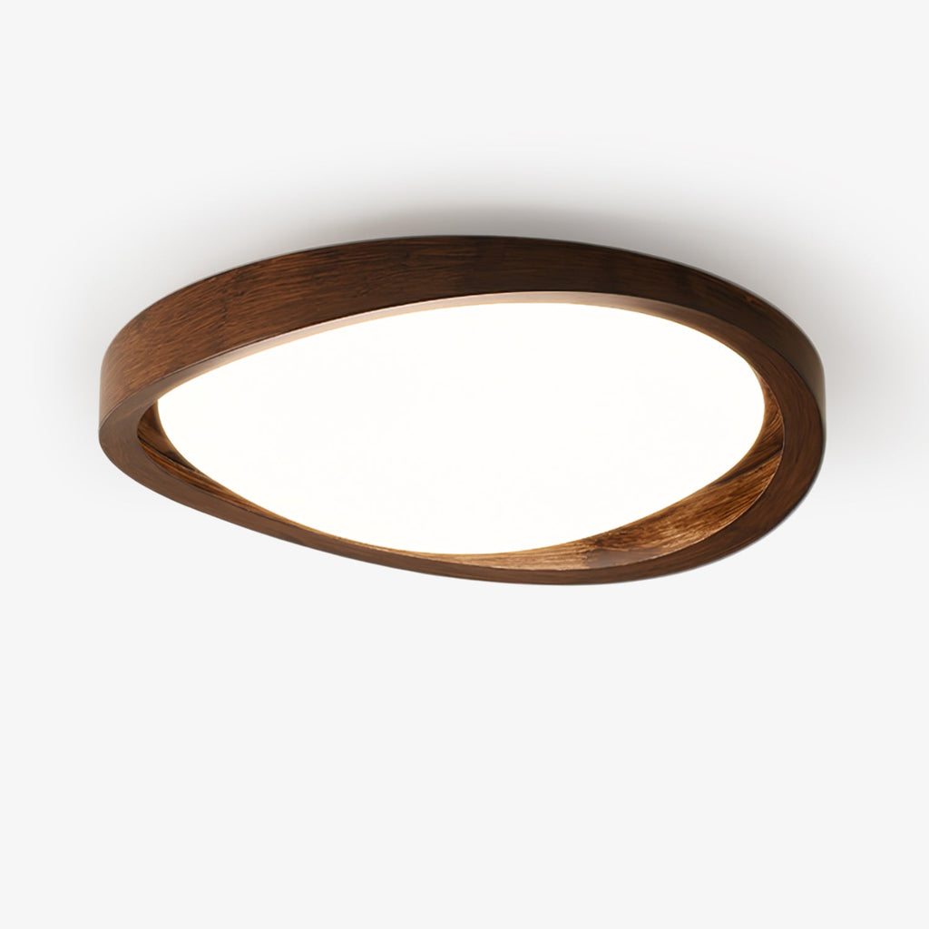 Orzechowy lampa sufitowa LED z zakrzywioną krawędzią do salonu