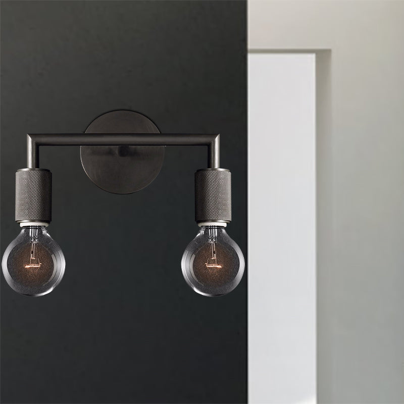 Lampa ścienna mosiężna metalowa z dwiema żarówkami