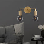 Lampa ścienna mosiężna metalowa z dwiema żarówkami