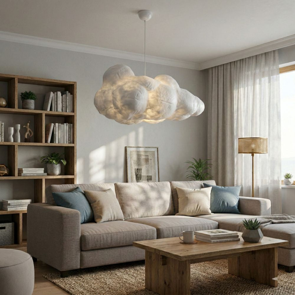 Nowoczesna lampa sufitowa typu „cloud” z regulowaną wysokością