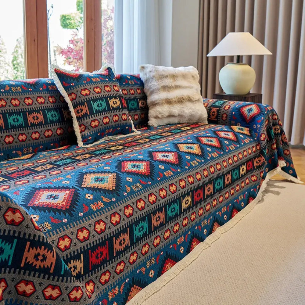 Żywe eleganckie geometryczne kolory pokrowiec na kanapę boho