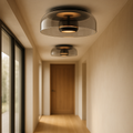 Nowoczesna lampa sufitowa LED z przydymionym szkłem – Ciepła biel do przedpokoju, montaż podtynkowy