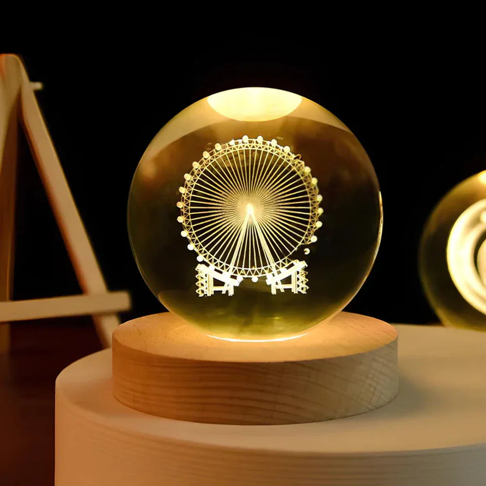 Kryształowa kula 3D planeta LED świecąca dekoracyjna