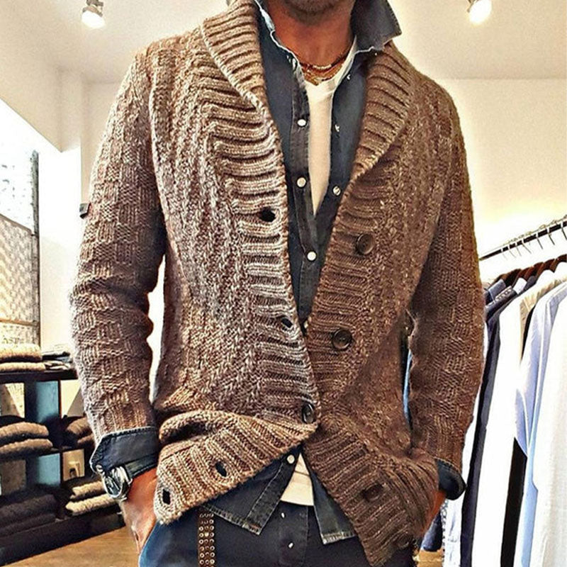 Męska Kurtka Smart Casual Styl Kardiganu Z Klasycznym Kołnierzem