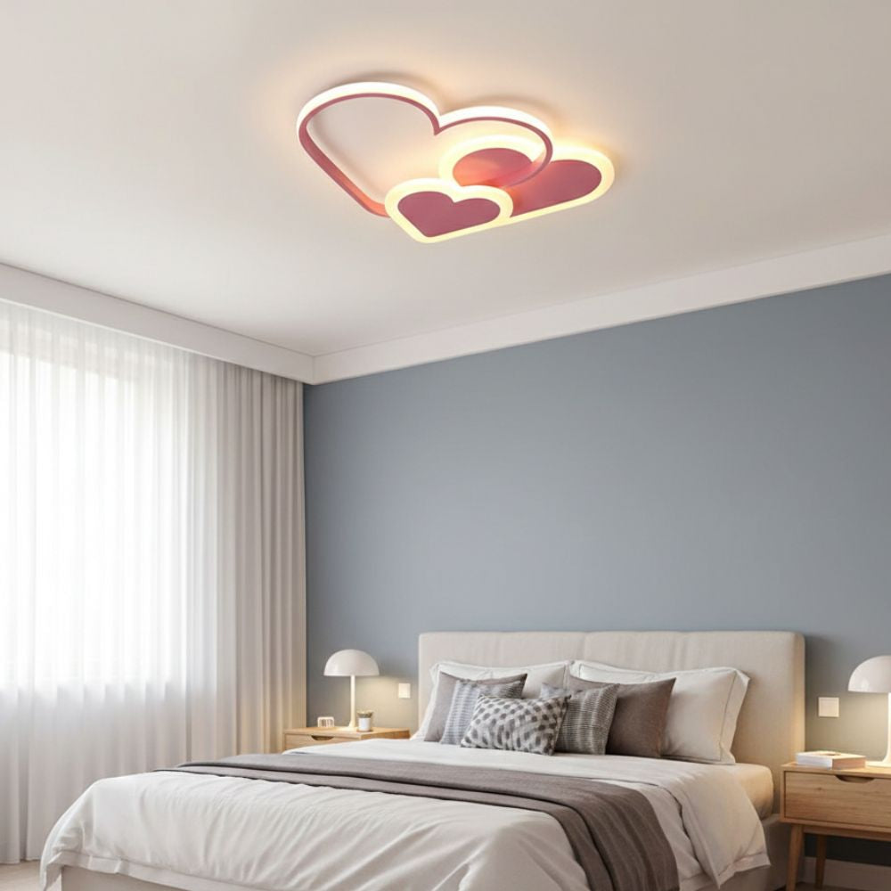 Nowoczesna lampa sufitowa LED w kształcie serca do nastrojowego oświetlenia wnętrz