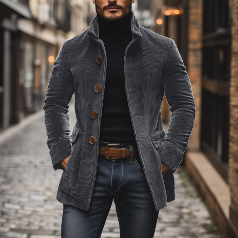 Męski Dopasowany Płaszcz Styl Vintage Krótki Styl Casual