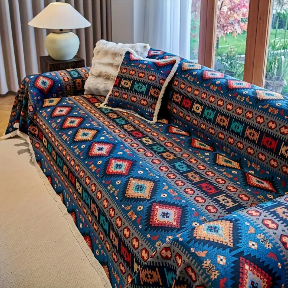 Żywe eleganckie geometryczne kolory pokrowiec na kanapę boho