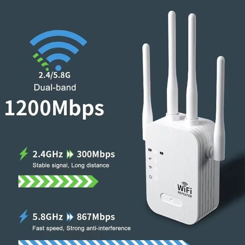 Dwuzakresowy wzmacniacz sygnału WiFi 5G i 2,4G do domu i ogrodu
