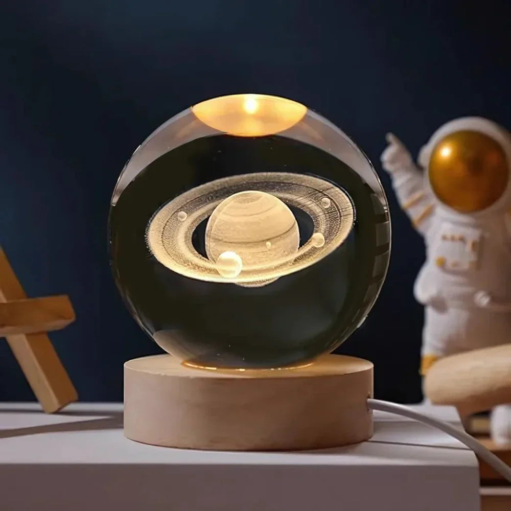 Kryształowa kula 3D planeta LED świecąca dekoracyjna