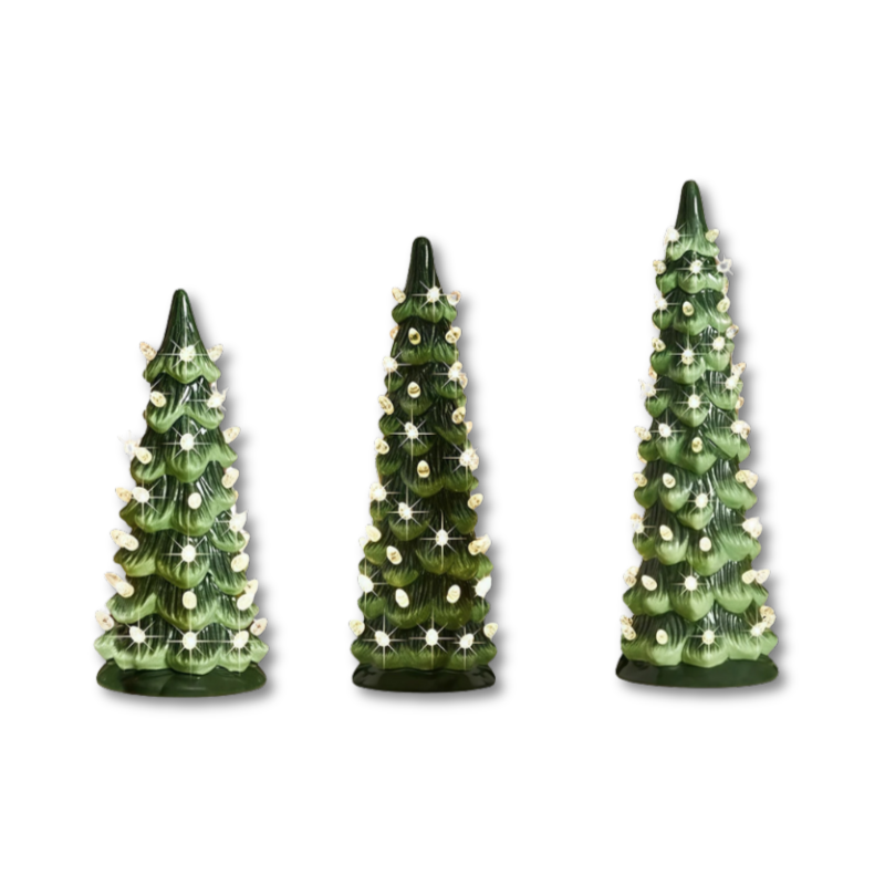 Świąteczna ceramiczna choinka z lampkami LED