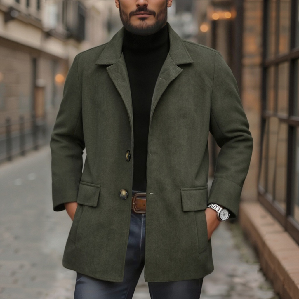 Męski Dopasowany Płaszcz Styl Vintage Krótki Styl Casual