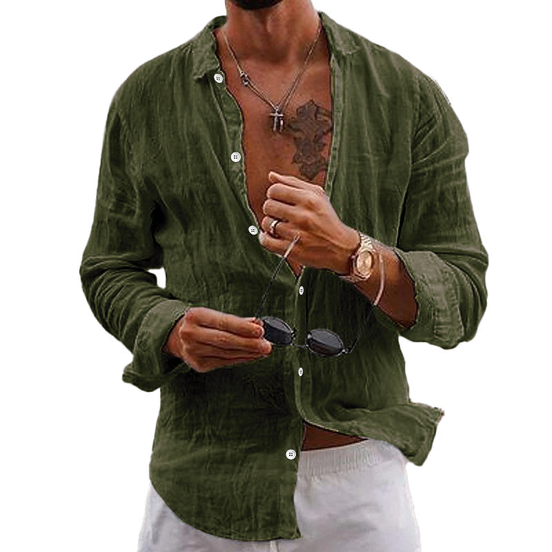 Męska koszula smart casual Gładka z długim rękawem klasyczny krój