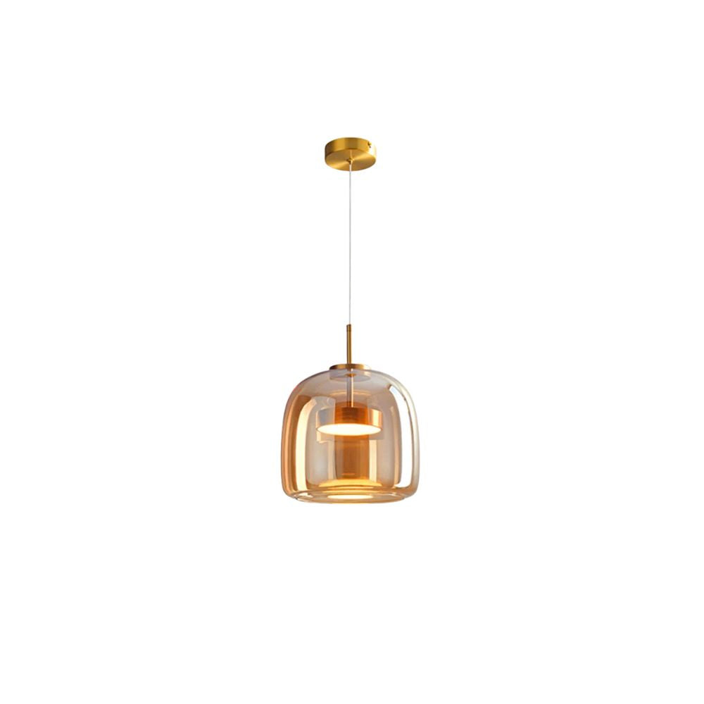 Lampa sufitowa w stylu retro z potrójnym kloszem szklanym i regulowanym oświetleniem LED