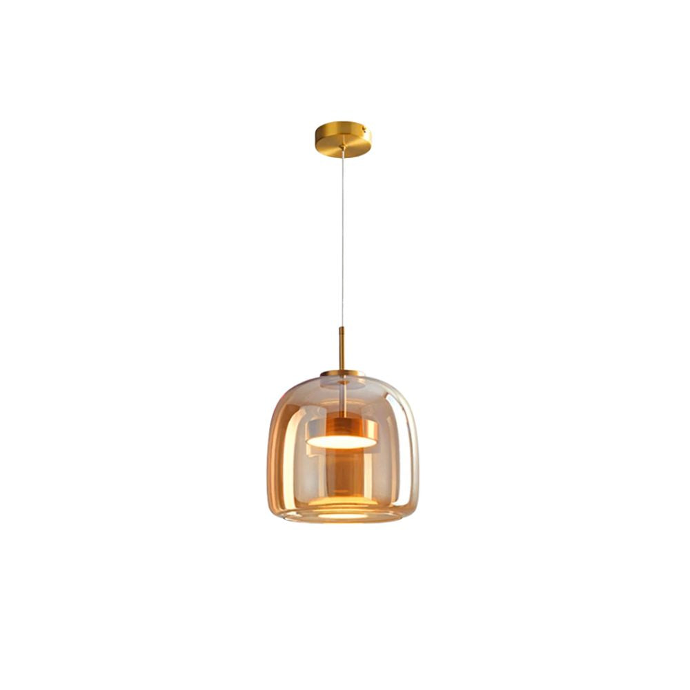 Lampa sufitowa w stylu retro z potrójnym kloszem szklanym i regulowanym oświetleniem LED