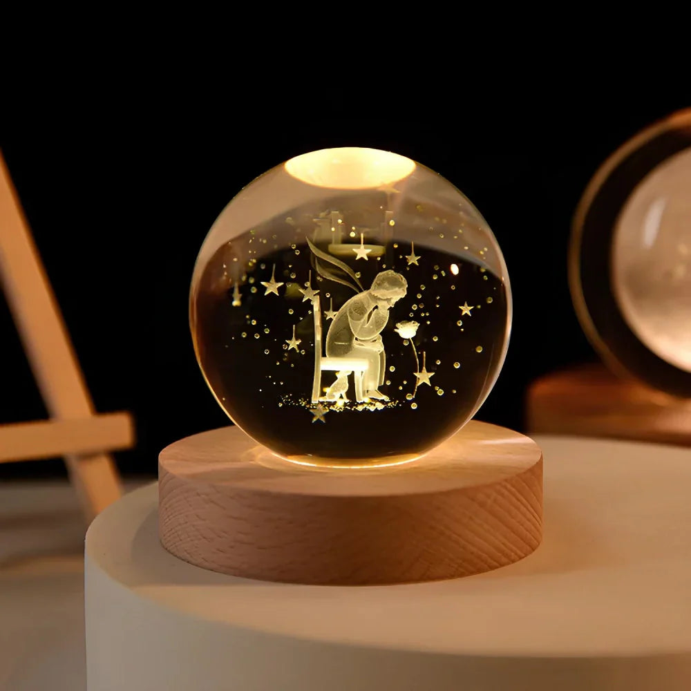 Kryształowa kula 3D planeta LED świecąca dekoracyjna