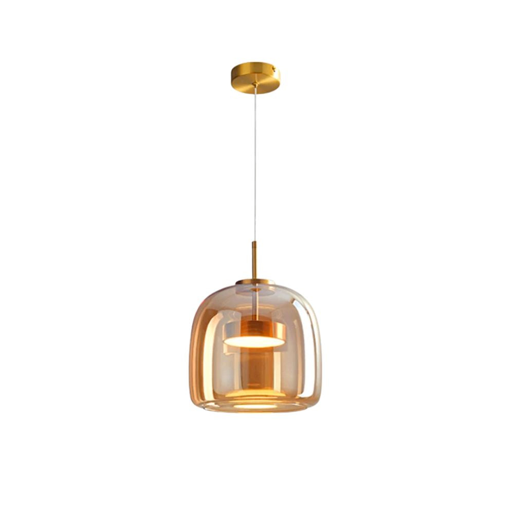 Lampa sufitowa w stylu retro z potrójnym kloszem szklanym i regulowanym oświetleniem LED