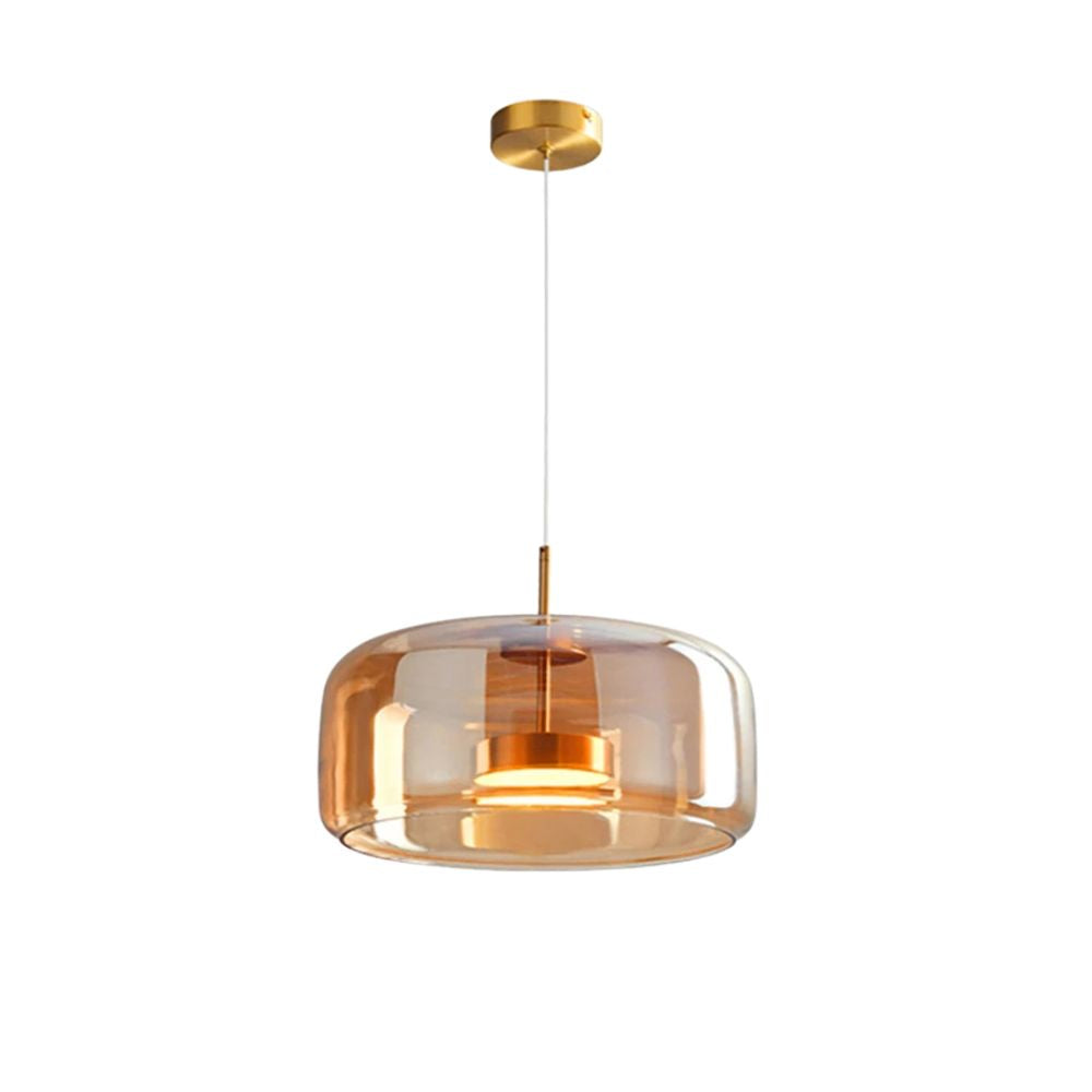 Lampa sufitowa w stylu retro z potrójnym kloszem szklanym i regulowanym oświetleniem LED