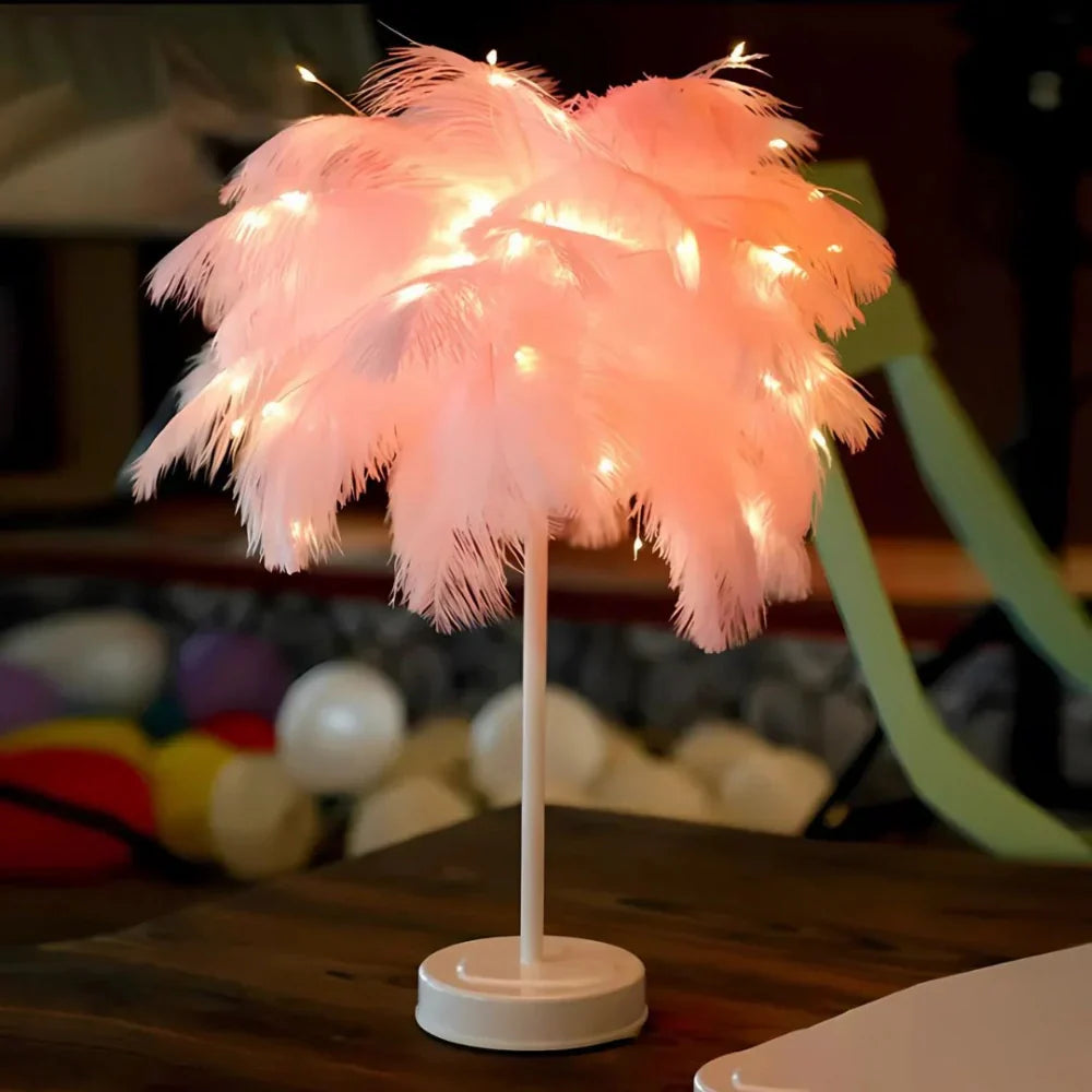Elegancka lampka choinkowa w stylu piórkowym do dekoracji wnętrz
