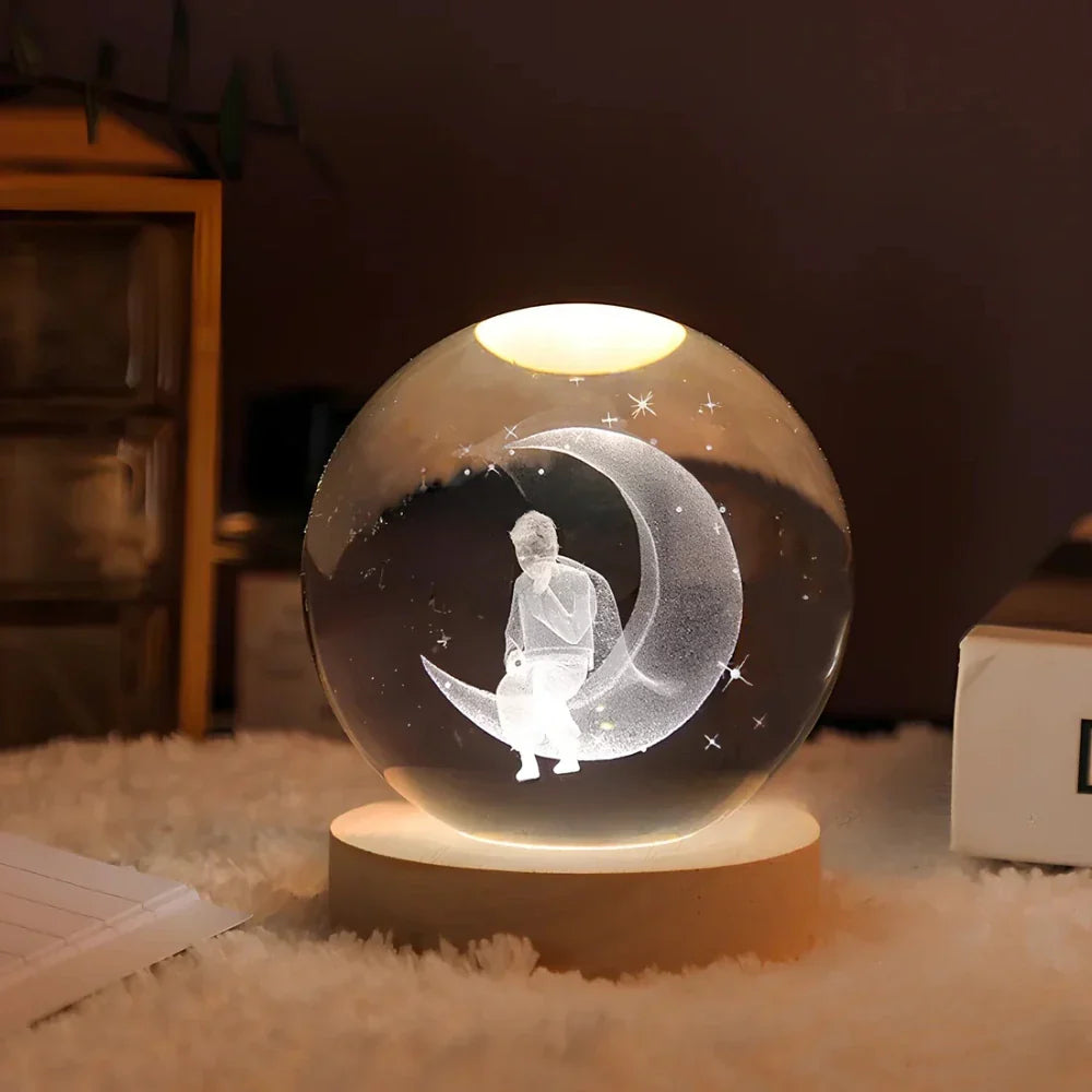 Kryształowa kula 3D planeta LED świecąca dekoracyjna