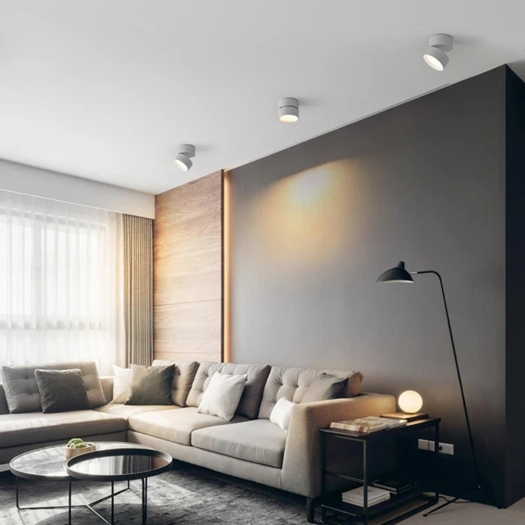 Regulowana kompaktowa lampa sufitowa LED z jednym punktem świetlnym