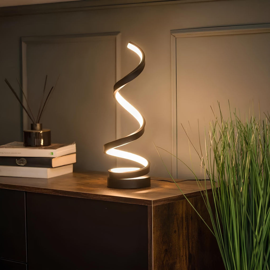 Nowoczesna spiralna lampa stołowa LED z regulacją jasności