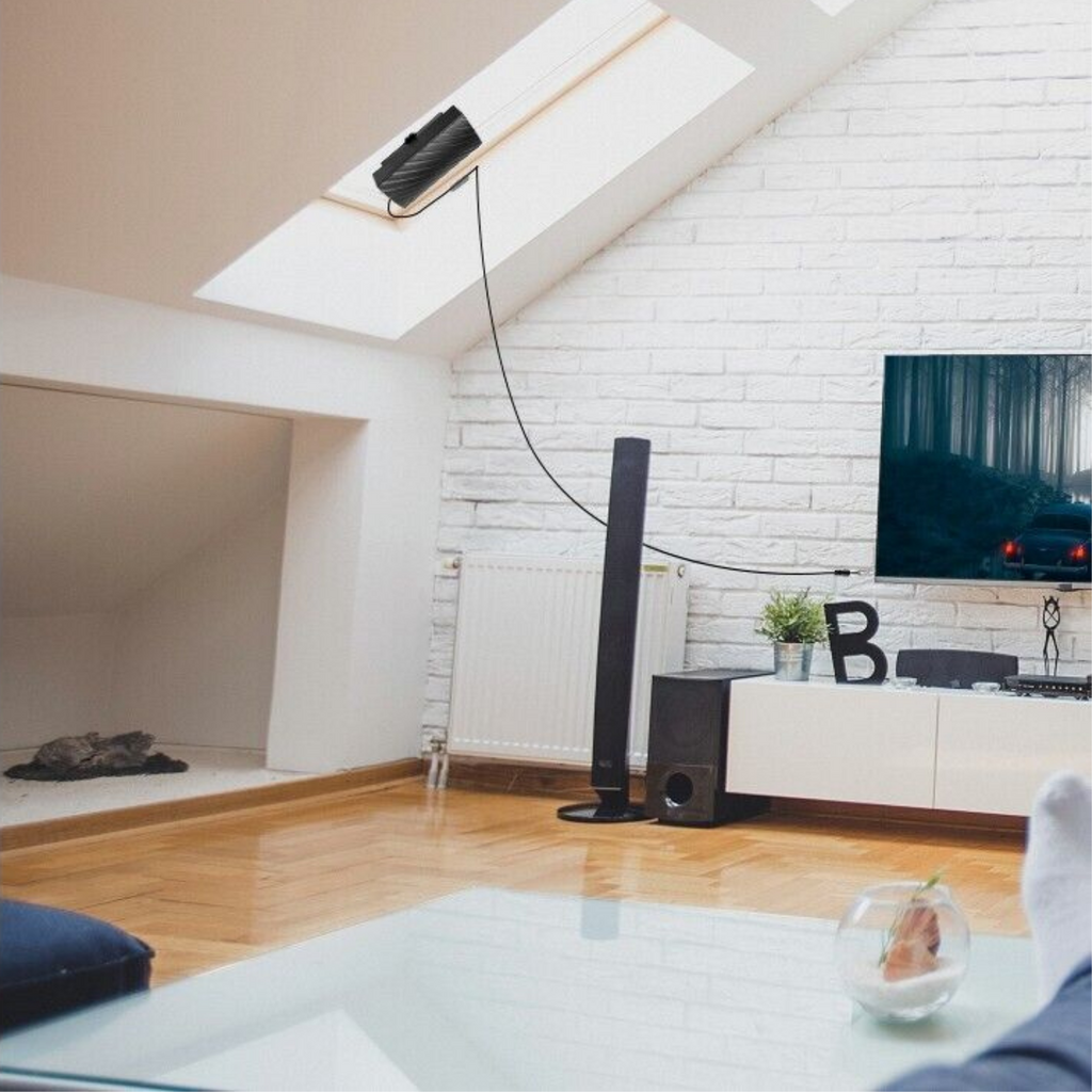 Zaawansowana wewnętrzna antena telewizyjna 4K - HD o dużym zasięgu do użytku w pomieszczeniach