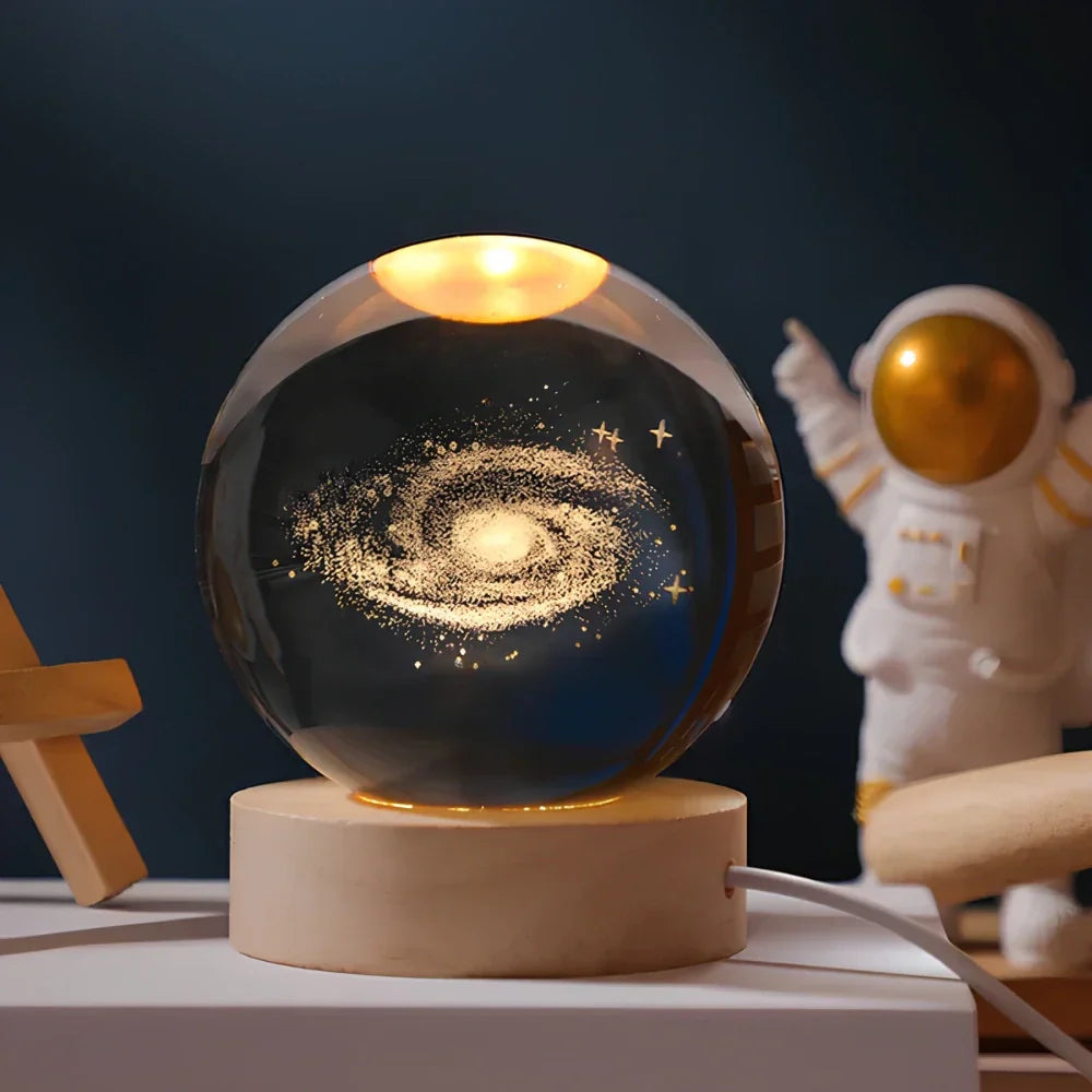 Świecąca kryształowa 3D kula planetarna kosmiczna