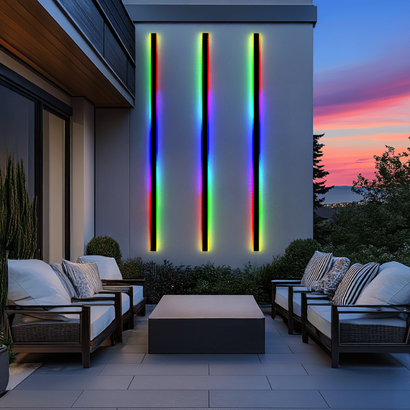Smukła zewnętrzna lampa ścienna LED RGB wodoodporna