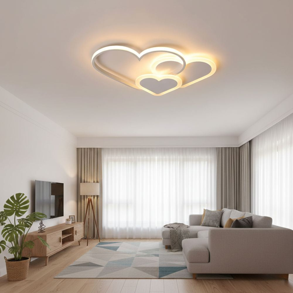 Nowoczesna lampa sufitowa LED w kształcie serca do nastrojowego oświetlenia wnętrz