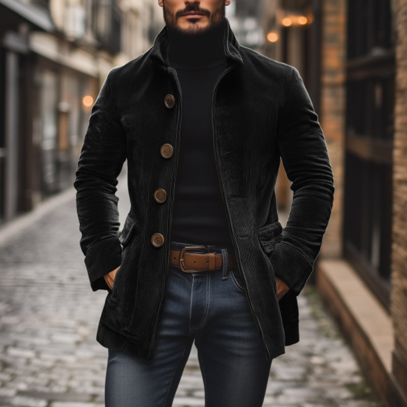 Męski Dopasowany Płaszcz Styl Vintage Krótki Styl Casual