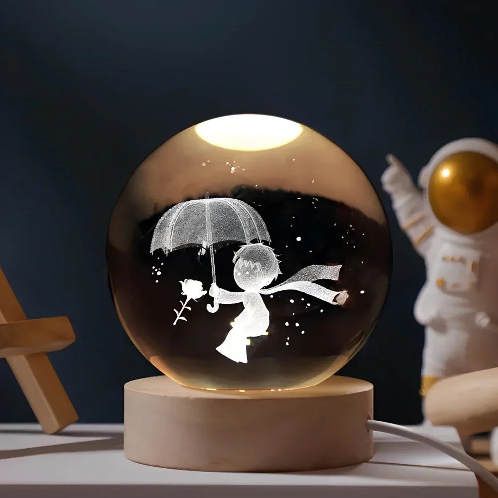 Kryształowa kula 3D planeta LED świecąca dekoracyjna