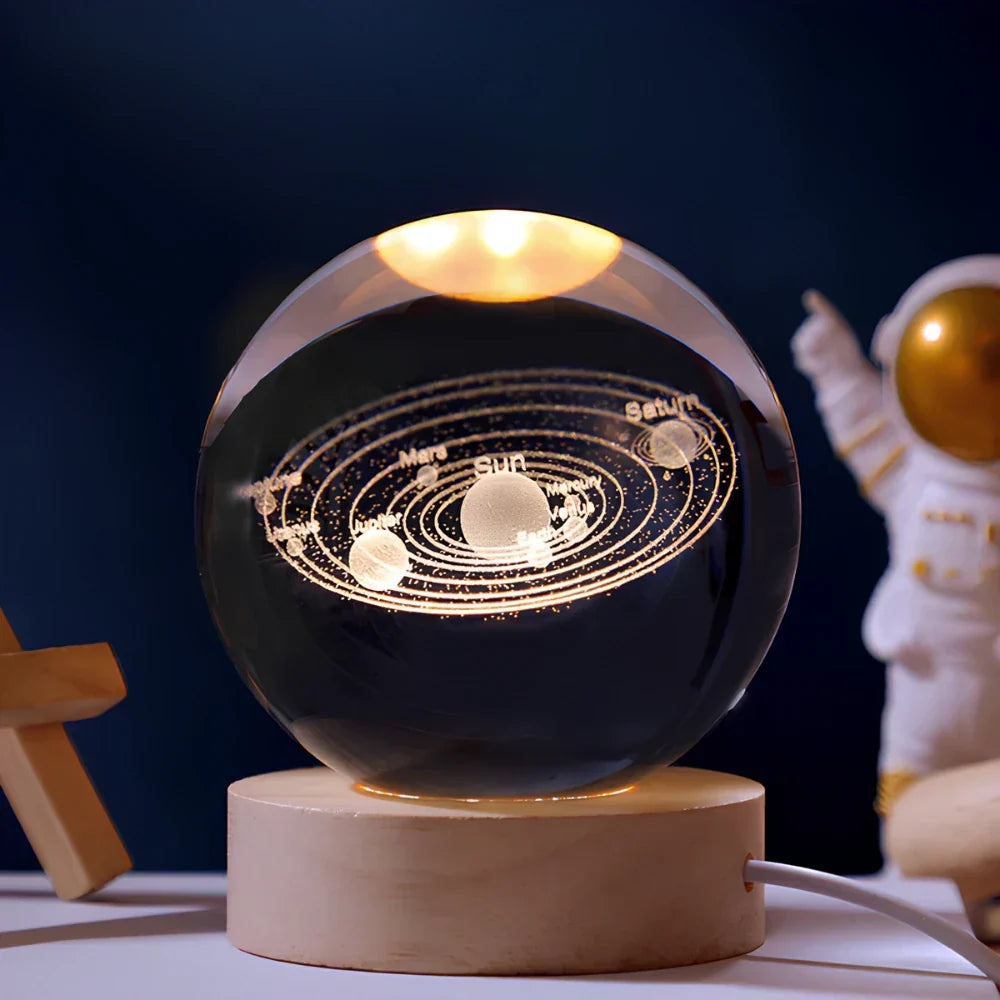 Świecąca kryształowa 3D kula planetarna kosmiczna