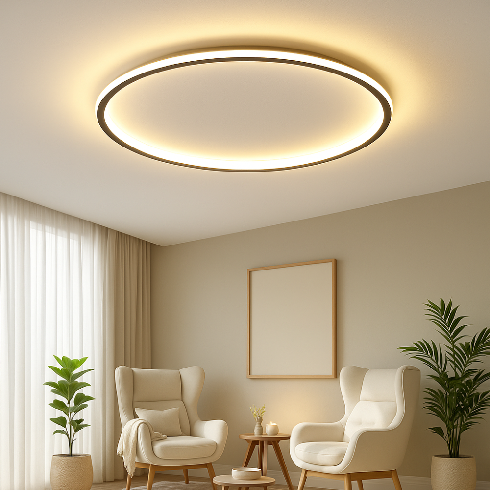 Nowoczesna Okrągła Lampa LED Sufitowa Płaski Montaż do Salonu i Sypialni