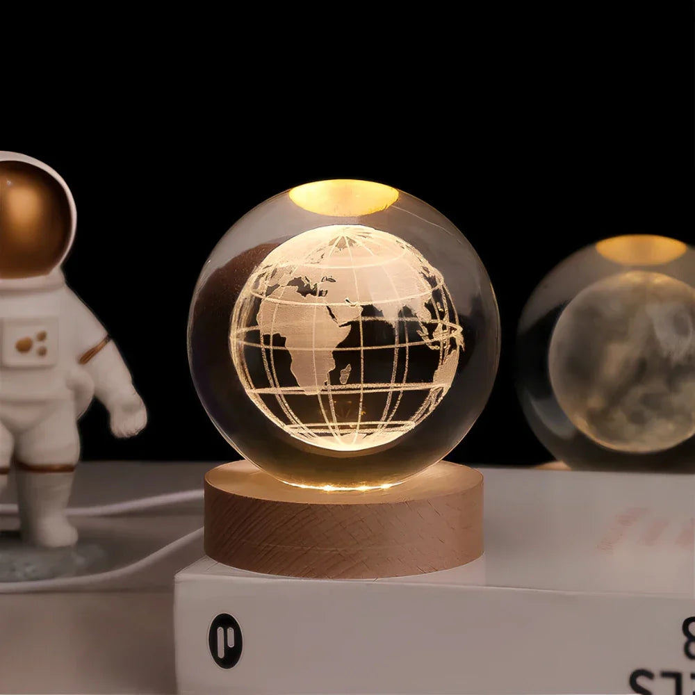 Kryształowa kula 3D planeta LED świecąca dekoracyjna