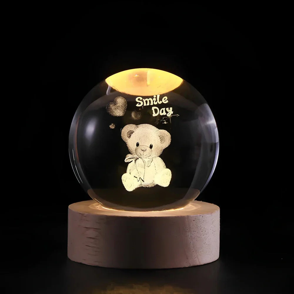 Kryształowa kula 3D planeta LED świecąca dekoracyjna