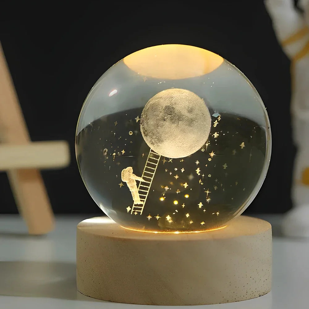 Kryształowa kula 3D planeta LED świecąca dekoracyjna