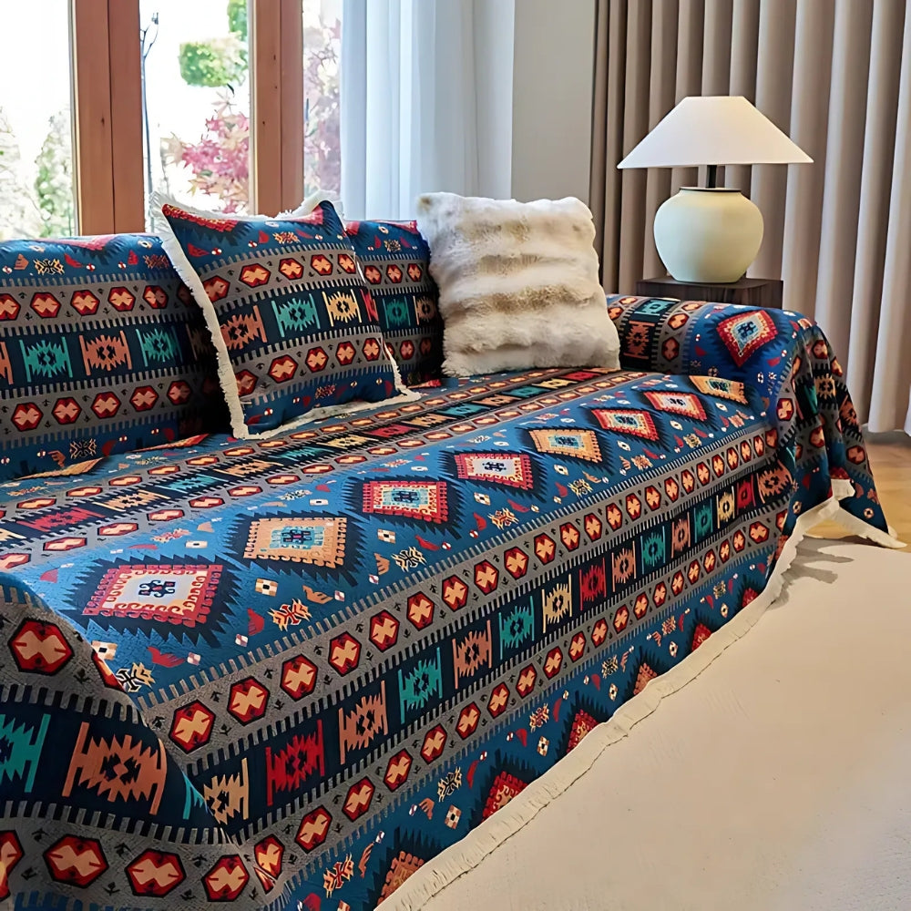 Żywe eleganckie geometryczne kolory pokrowiec na kanapę boho